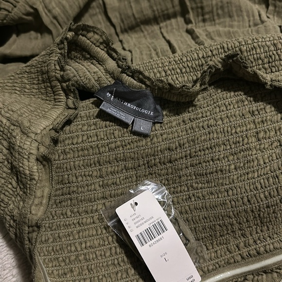 NWT! Anthropologie The Marisol Smocked Mini Dress SOFTENED SAGE Green Large - Picture 7 of 10
